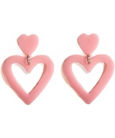 3-4 Pairs 80s Women Colors Retro Earrings Geometric Dangle Neon Earrings for Party Costume Accessory Pink Heart $5.50 Earrings