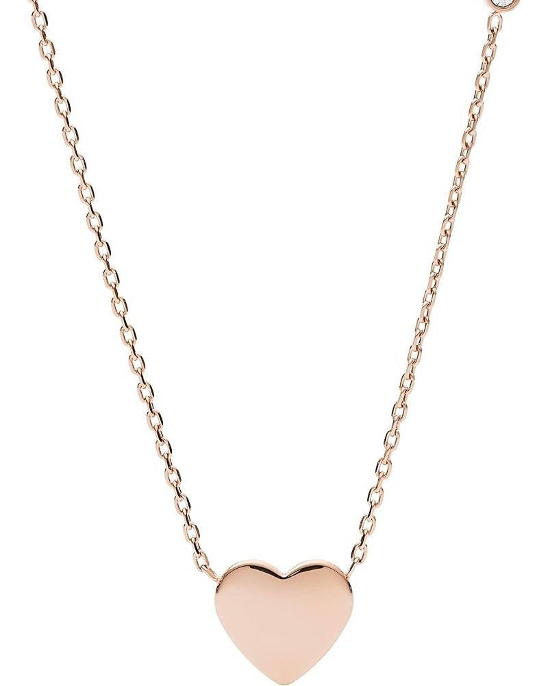 Women's Plated Stainless Steel Engravable Personalized Gift Pendant Chain Necklace for Women Rose Gold Rose Gold Small Heart ...