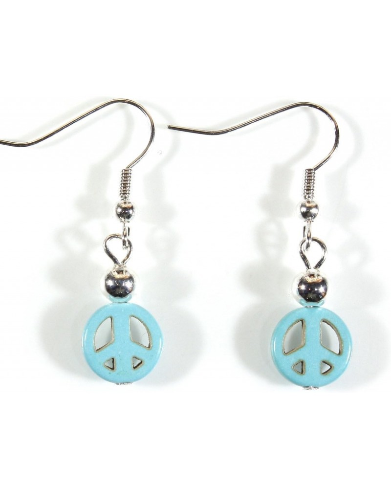 Peace Now!" Teal Color Boho Earrings with Peace Sign, Dangle 1.25 Inches $10.34 Earrings