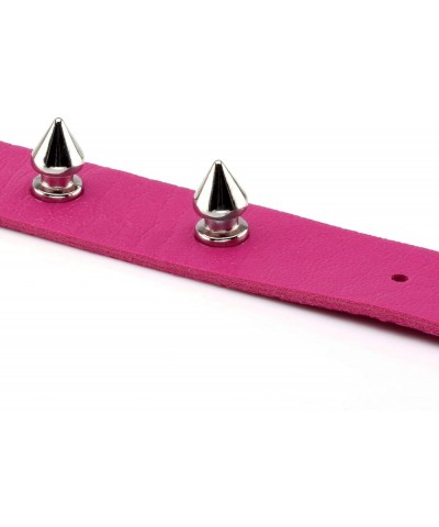 Women Men Cool Punk Goth Metal Spike Studded PU Leather Necklace 7-Rosy $9.34 Necklaces