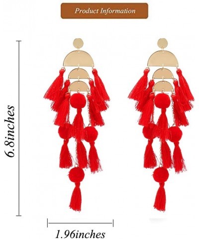 Long Tassel Earrings for Women - Colorful Large Statement Earrings Bohemian Earrings Hawaiian Summer Beach Jewelry for Women ...