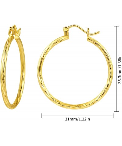 14K Gold Plated Hoop Earrings for Women Girls 925 Sterling Silver Post ( Large Small Twisted Chunky Thick CZ Hoop Square ) Ho...