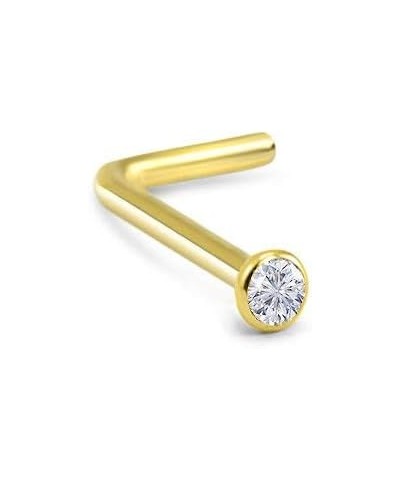 18k Yellow Gold 1.5mm, 2mm, 2.5mm, or 3mm Bezel CZ 22G 20G 18G L Bend-2.5mm CZ-22G $18.49 Body Jewelry