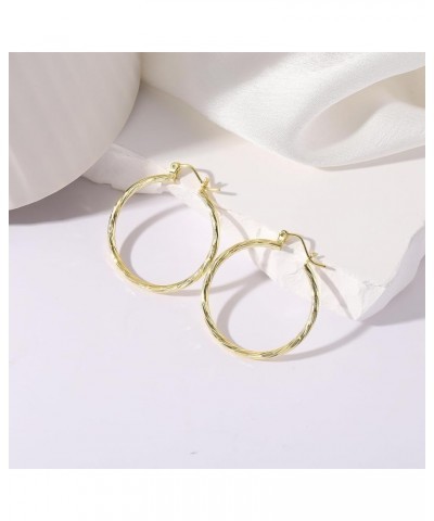 14K Gold Plated Hoop Earrings for Women Girls 925 Sterling Silver Post ( Large Small Twisted Chunky Thick CZ Hoop Square ) Ho...