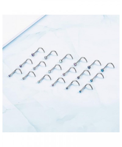 6pcs G23 Titanium Nose Studs 18G 20G Screw Nose Ring Press Fit 2mm 2.5mm 3mm Piercing Jewelry for Sensitive Skin 18G 3.0mm CZ...