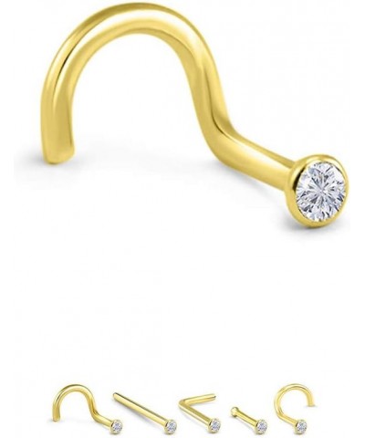 18k Yellow Gold 1.5mm, 2mm, 2.5mm, or 3mm Bezel CZ 22G 20G 18G L Bend-2.5mm CZ-22G $18.49 Body Jewelry