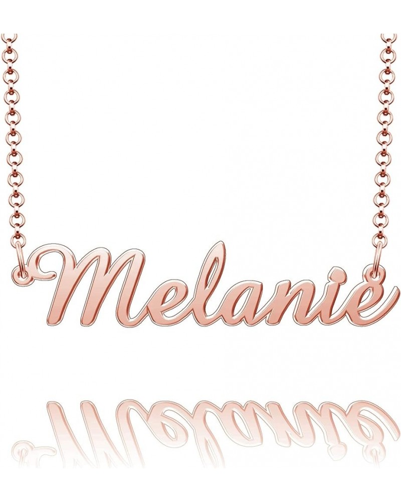 Sterling Silver Pendant Customized Plate Personalized Name Necklace Gift for Women Couple Melanie Rose Gold $14.15 Necklaces