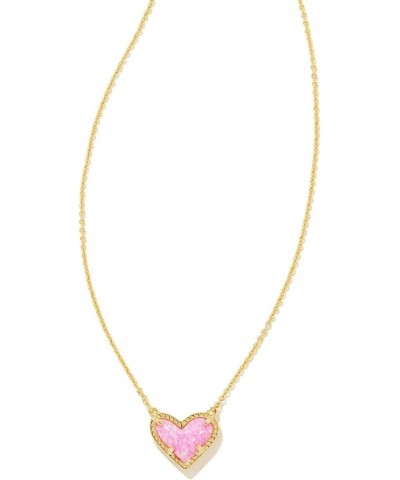 Ari Heart Adjustable Length Pendant Necklace for Women, Fashion Jewelry GOLD - BUBBLEGUM PINK OPAL $35.42 Necklaces