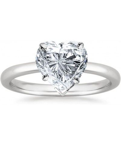 1 Carat Diamond Solitaire Engagement Ring 14K White Gold (K, I2, 1 c.t.w) Very Good Cut Ring Size 6 Heart $921.75 Rings