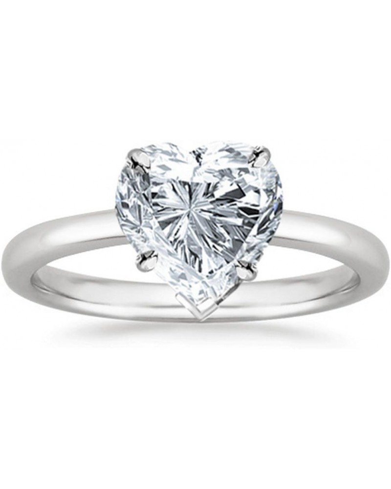 1 Carat Diamond Solitaire Engagement Ring 14K White Gold (K, I2, 1 c.t.w) Very Good Cut Ring Size 6 Heart $921.75 Rings