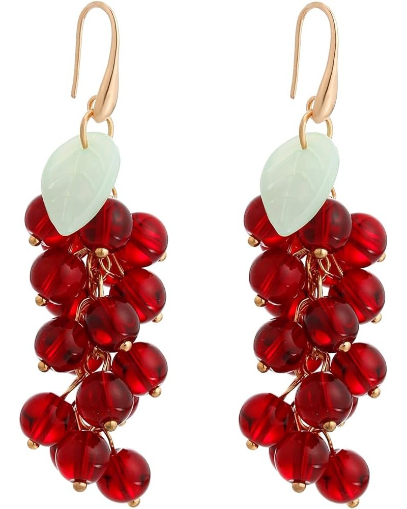 Candy Beads Dangle Earrings, Fun Earrings for Teacher Colorful Earrings for Birthday Party Burgundy $7.64 Earrings