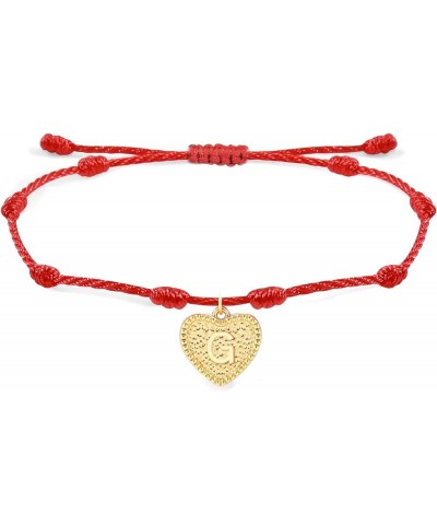 Red String Bracelet Gold Heart Initial Bracelet Kabbalah Prtection Red String Bracelet Adjustable Handmade Cord Bracelet for ...