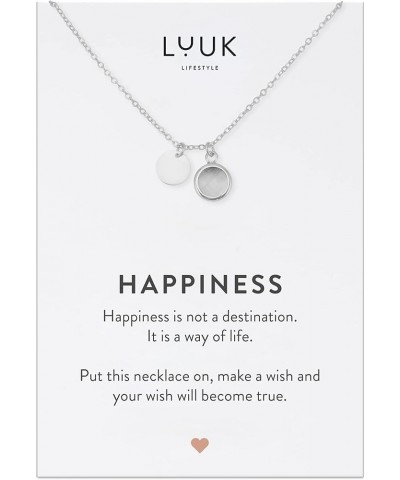 Stainless steel necklaces with colored glass crystal pendant, HAPPINESS card, women's jewelry, minimalist design, gift idea, ...