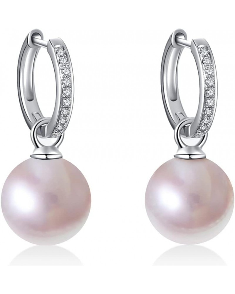 10K/14k/18K Solid Gold Pearl Earrings for Women Freshwater Pearl Dangle Fine Jewelry Earring Hoop White Pearl $101.20 Earrings