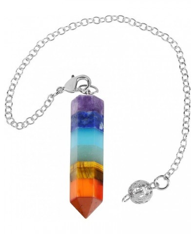 Healing Crystal Point 7 Chakra Pendulum Dowsing Reiki Quartz Stone Divination Hexagonal Crystal Wand $12.00 Necklaces