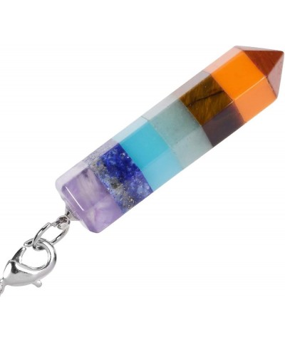 Healing Crystal Point 7 Chakra Pendulum Dowsing Reiki Quartz Stone Divination Hexagonal Crystal Wand $12.00 Necklaces