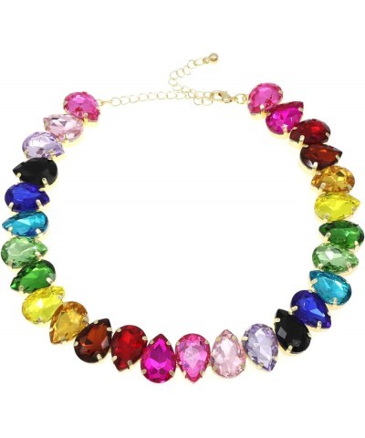 Crystal Rhinestone Choker Collar Necklace For Women Colorful Gemstones Neck Chain Trendy Sparkly Statement Piece Crystal Rhin...