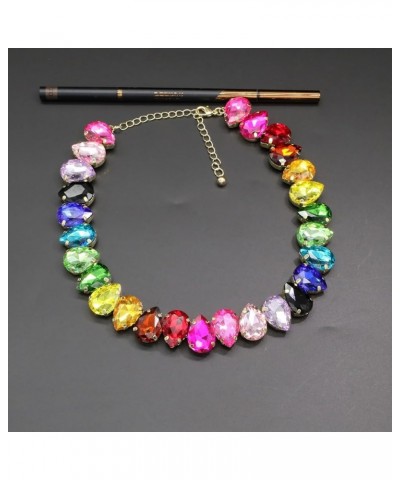 Crystal Rhinestone Choker Collar Necklace For Women Colorful Gemstones Neck Chain Trendy Sparkly Statement Piece Crystal Rhin...