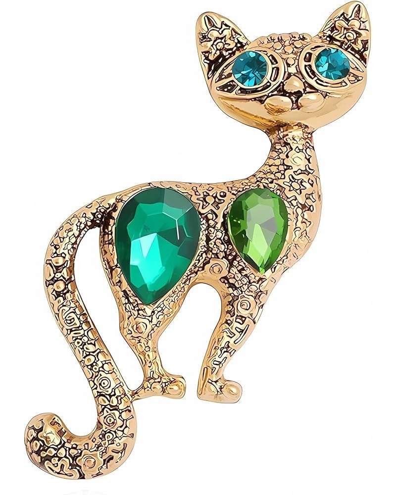 vintage Austrian crystal rhinestones bizarre cat brooch scarf buckle pin for men women girl fashion personality jewelry 1 $7....