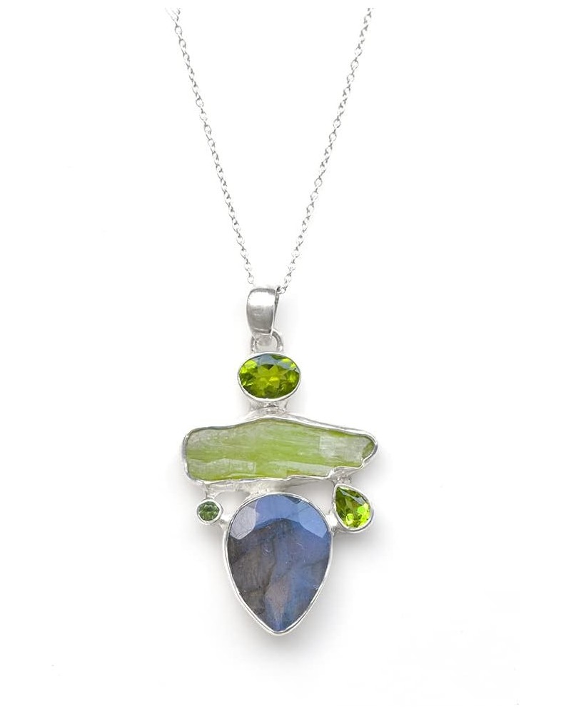 Labradorite Necklace 925 Sterling Silver Chain Pendant Birthstone Jewelry $31.20 Necklaces