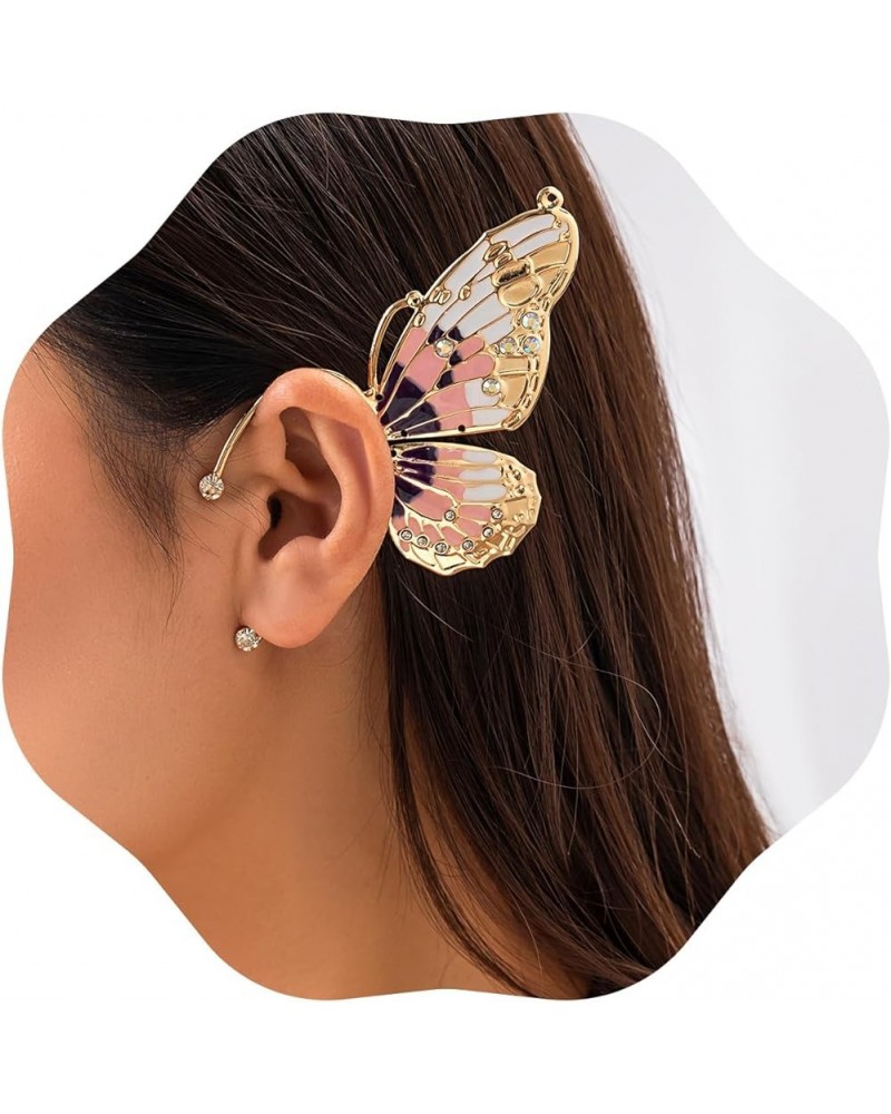 1pc Butterfly Ear Cuff Earring Rhinestone Butterfly Ear Cuff Vintage Non-Piercing Fake Earrings Bridal Wedding Climber Ear Wr...