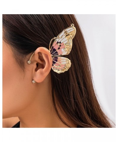 1pc Butterfly Ear Cuff Earring Rhinestone Butterfly Ear Cuff Vintage Non-Piercing Fake Earrings Bridal Wedding Climber Ear Wr...