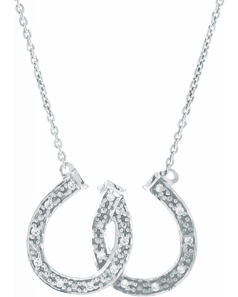 1/10 Carat Diamond Double Horseshoe Pendant Necklace for Women in 925 Sterling Silver on 18 Inch Chain with Spring Ring $49.3...