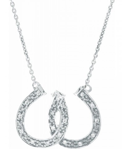 1/10 Carat Diamond Double Horseshoe Pendant Necklace for Women in 925 Sterling Silver on 18 Inch Chain with Spring Ring $49.3...