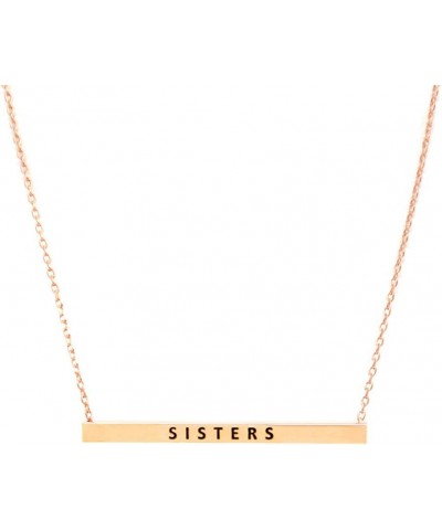 Women Gold Dipped Horizontal Inspirational Phrases Engraved Bar Pendant Necklace Sisters-Rose Gold $9.68 Necklaces