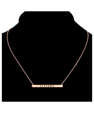 Women Gold Dipped Horizontal Inspirational Phrases Engraved Bar Pendant Necklace Sisters-Rose Gold $9.68 Necklaces