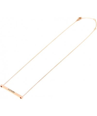 Women Gold Dipped Horizontal Inspirational Phrases Engraved Bar Pendant Necklace Sisters-Rose Gold $9.68 Necklaces