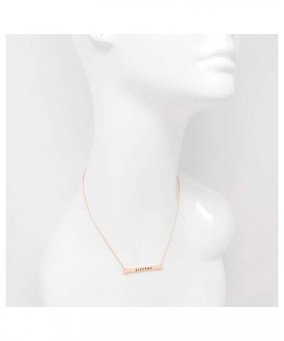 Women Gold Dipped Horizontal Inspirational Phrases Engraved Bar Pendant Necklace Sisters-Rose Gold $9.68 Necklaces