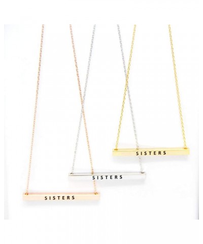 Women Gold Dipped Horizontal Inspirational Phrases Engraved Bar Pendant Necklace Sisters-Rose Gold $9.68 Necklaces