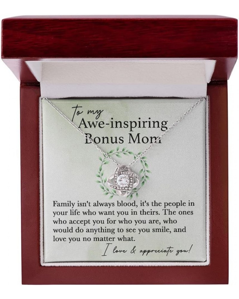 Bonus Mom Gifts Necklace Step Mom Mothers Day Birthday Gift From Daughter Son To My Bonus Mom Pendant Jewelry Present with Me...