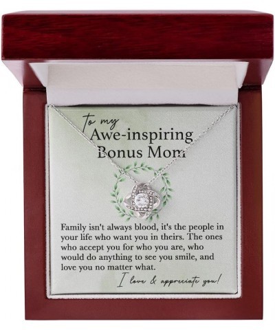 Bonus Mom Gifts Necklace Step Mom Mothers Day Birthday Gift From Daughter Son To My Bonus Mom Pendant Jewelry Present with Me...