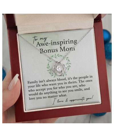 Bonus Mom Gifts Necklace Step Mom Mothers Day Birthday Gift From Daughter Son To My Bonus Mom Pendant Jewelry Present with Me...