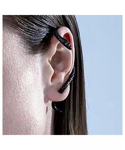 Snake Ear Cuff Punk Carved Earrings Y2K (One Side) black left $7.50 Earrings