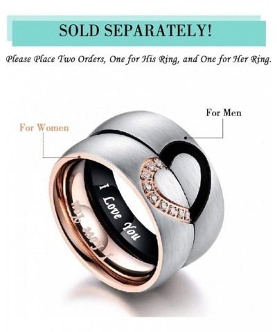 Valentine's Day gift,6mm Heart Matching Couple Rings for him and her Stainless Steel Wedding Engagement Bands Sets Promise Ri...