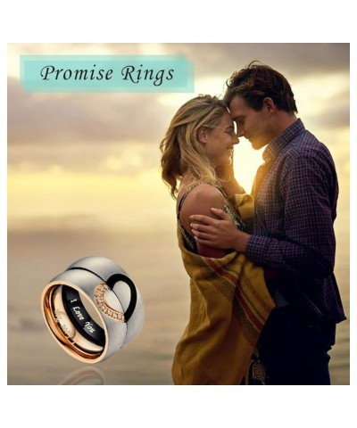 Valentine's Day gift,6mm Heart Matching Couple Rings for him and her Stainless Steel Wedding Engagement Bands Sets Promise Ri...