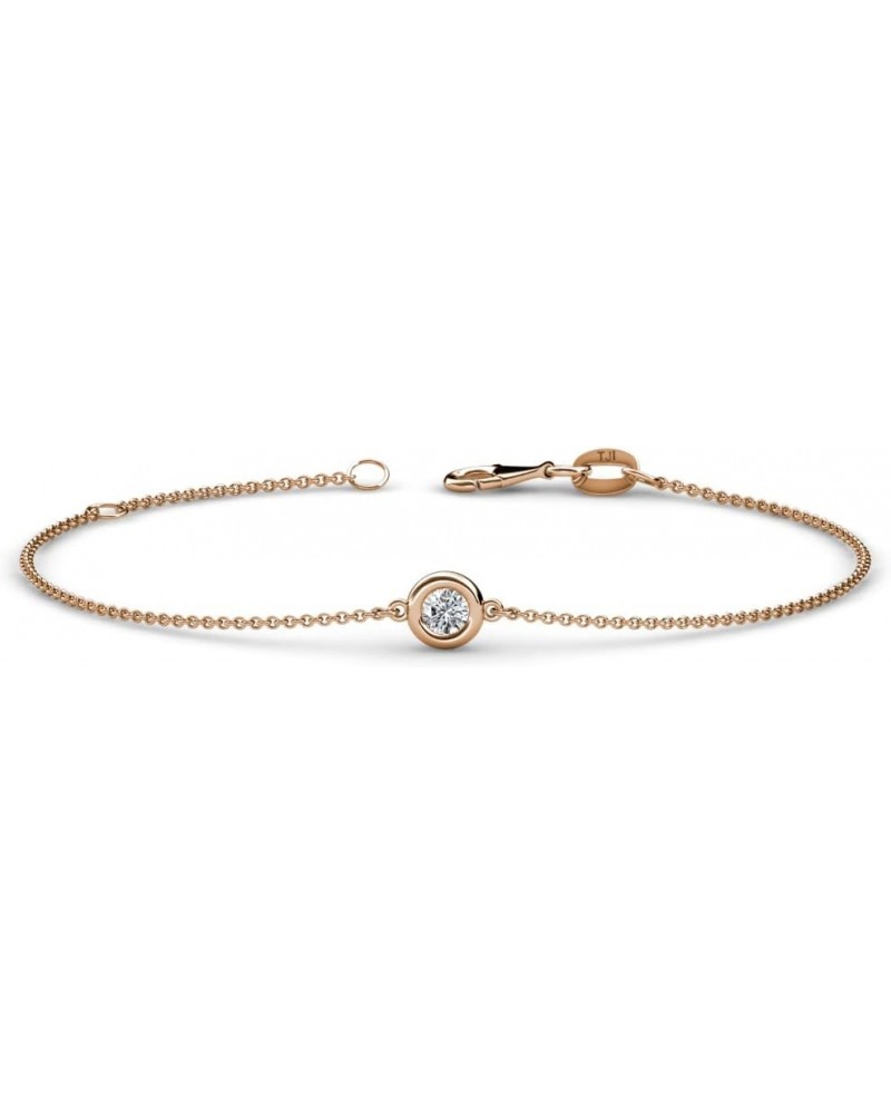 Round Lab Grown Diamond 0.16 ct Solitaire Station Minimalist Bracelet 14K Gold rose-gold $166.32 Bracelets