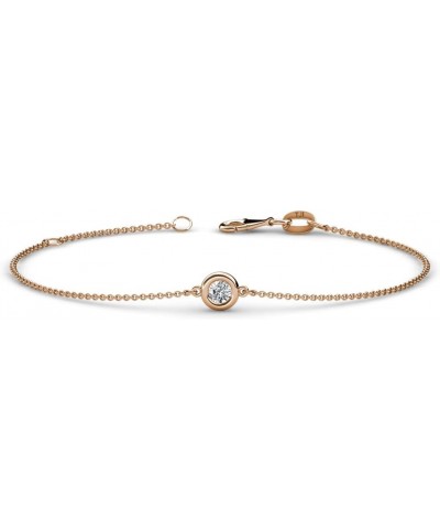 Round Lab Grown Diamond 0.16 ct Solitaire Station Minimalist Bracelet 14K Gold rose-gold $166.32 Bracelets