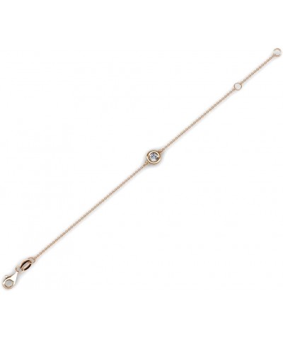 Round Lab Grown Diamond 0.16 ct Solitaire Station Minimalist Bracelet 14K Gold rose-gold $166.32 Bracelets