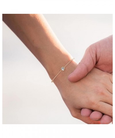 Round Lab Grown Diamond 0.16 ct Solitaire Station Minimalist Bracelet 14K Gold rose-gold $166.32 Bracelets