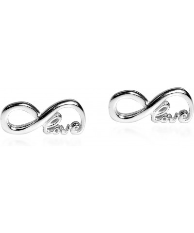 Endless 'Love' Infinity .925 Sterling Silver Stud Earrings | Sterling Silver Infinity Stud Earrings | Love Infinity Stud Earr...