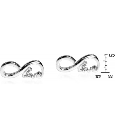 Endless 'Love' Infinity .925 Sterling Silver Stud Earrings | Sterling Silver Infinity Stud Earrings | Love Infinity Stud Earr...