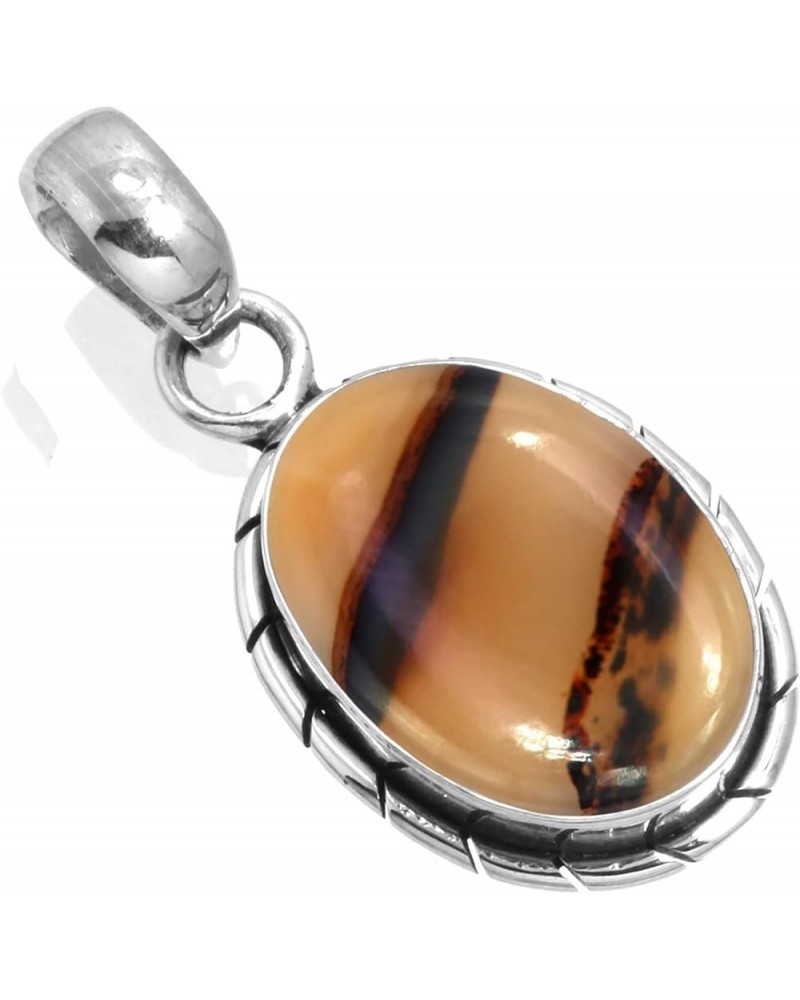 925 Sterling Silver Handmade Pendant for Women 12x16 Oval Gemstone Boho Silver Jewelry for Gift (99559_P) Montana Agate $16.0...