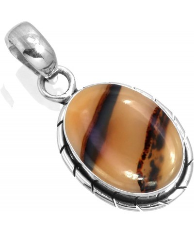 925 Sterling Silver Handmade Pendant for Women 12x16 Oval Gemstone Boho Silver Jewelry for Gift (99559_P) Montana Agate $16.0...