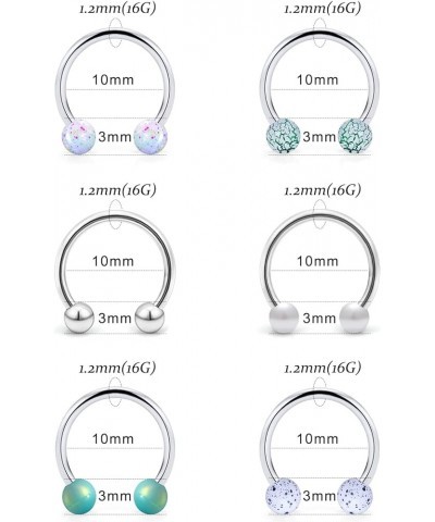 16G Surgical Steel Horseshoe Nose Septum Rings Piercing Jewelry Cartilage Helix Tragus Earring Hoop Lip Horseshoe Ring Pierci...