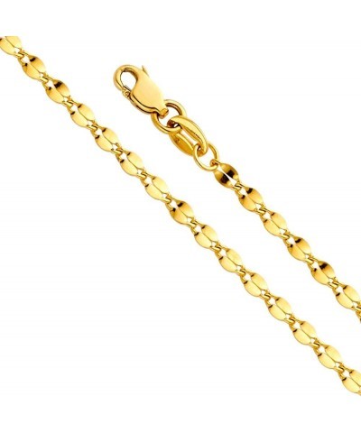 14k REAL Yellow OR White OR Pink Gold 2mm Hollow Curve Mirror Chain Necklace with Lobster Claw Clasp Yellow Gold 16 Inches $5...