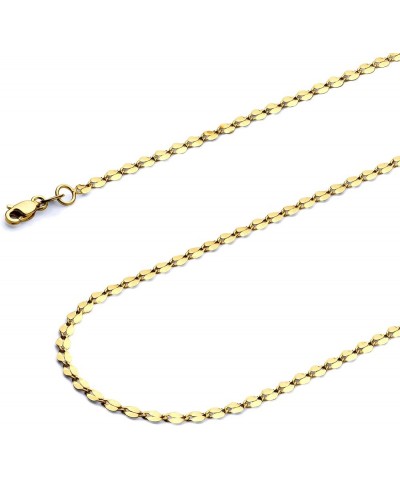 14k REAL Yellow OR White OR Pink Gold 2mm Hollow Curve Mirror Chain Necklace with Lobster Claw Clasp Yellow Gold 16 Inches $5...